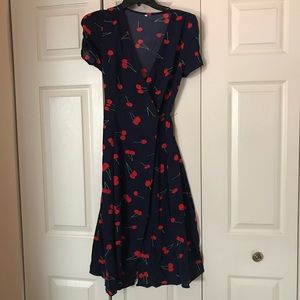 Wrap dress with cherry prints